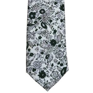 DAZI Silhouette 2.5" Floral Print Handmade Cotton Tie